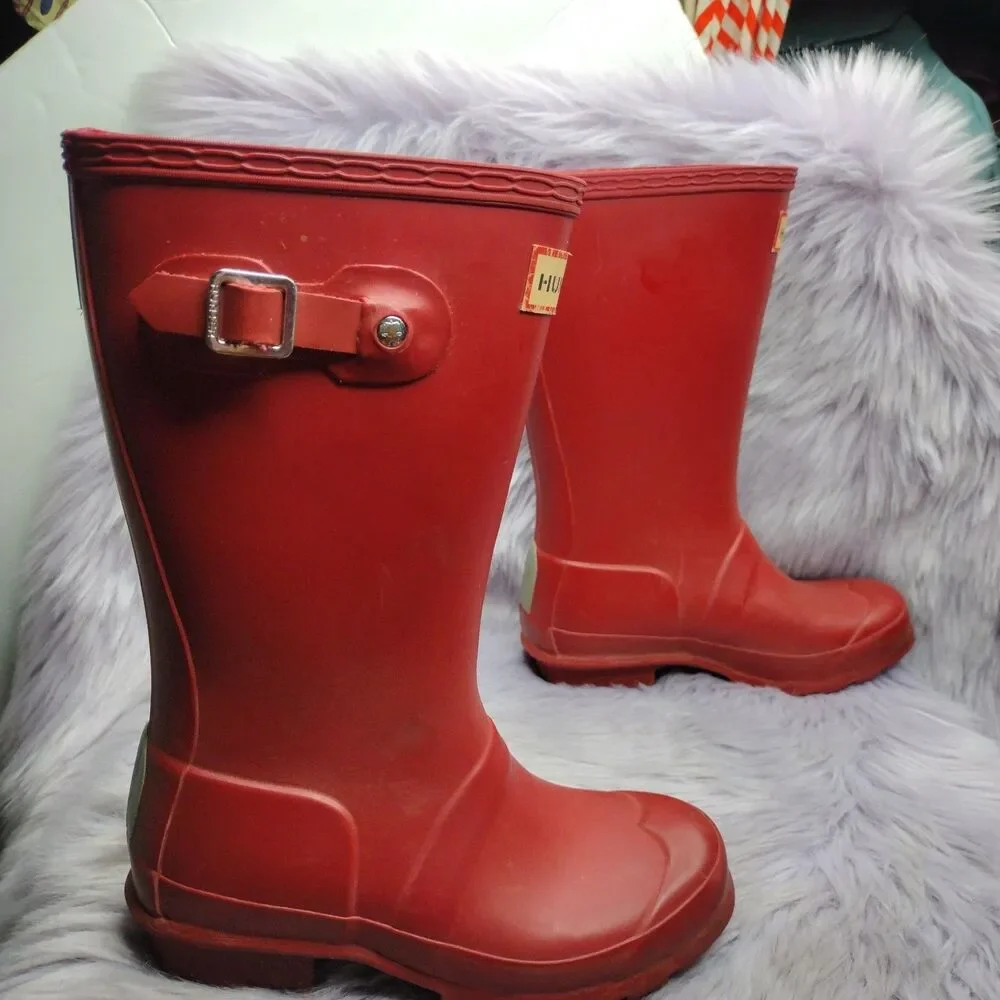 Hunter Original Red Tall Reflective Rain Boots Youth Size 13 Boy/ 1 Girl
